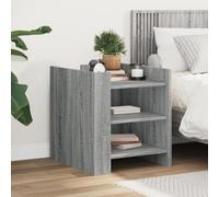 Sonoma Grey Engineered Wood Nightstand with 2 Storage Compartments, 45x50x50 cm Bedside Table for Bedroom & Living Room, Sturdy & Moisture-Resistant, Easy to Clean, Modern Design