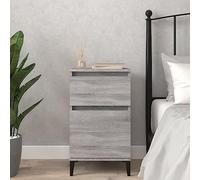 Sonoma Grey Nightstand 40x35x70 cm with Storage Cabinet, Elegant Bedside Table for Bedroom, Durable Plywood with Wall Mounting Kit, Modern End Table for Living Room