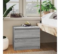 Sonoma Grey Nightstand Set of 2, 50x39x43.5cm Plywood Bedside Tables with Spacious Drawers, Minimalist Modern Bedroom Furniture, Easy to Clean & Moisture Resistant
