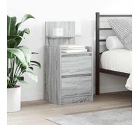 Sonoma Grey Nightstand with 2 Drawers, 38x34x80 cm Bedside Table, Sturdy Engineered Wood Bedroom Furniture, Modern Storage Cabinet for Lamp, Books, Alarm Clock