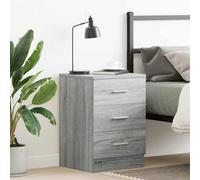 Sonoma Grey Nightstand with 3 Drawers - 38x35x56 cm Plywood Bedside Table for Bedroom Living Room - Smooth Gliding Storage, Easy Clean Surface, Modern Home Decor Furniture
