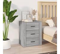 Sonoma Grey Nightstand with 3 Drawers - Modern Plywood Bedside Table 50x36x60 cm Elegant Storage Cabinet for Bedroom, Living Room Durable & Easy to Clean Surface