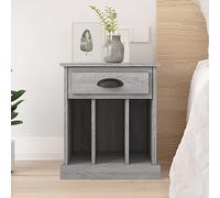 Sonoma Grey Nightstand with Drawer and 3 Compartments, Elegant Bedside Table for Bedroom, Durable Plywood Modern End Table 43x36x50cm, Stable Surface for Decor Photos Plants