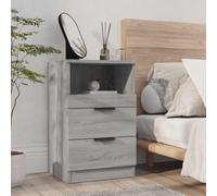 Sonoma Grey Plywood Nightstand with 2 Drawers & Open Shelf, Modern Bedside Table for Bedroom, Sturdy & Moisture-Resistant, Easy to Clean, 40x36x65cm