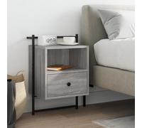Sonoma Grey Wall Mounted Nightstand 40x30x61 cm with Drawer - Space Saving Floating Bedside Table for Small Rooms Durable Engineered Wood with Moisture Resistance - Perfect for Bedroom or Living Room