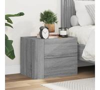 Sonoma Grey Wall Mounted Nightstand 45x30x35 cm - Elegant Floating Bedside Table with Storage Drawers, Space Saving Design for Bedroom & Living Room, Sturdy Engineered Wood Construction