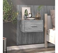 Sonoma Grey Wall Mounted Nightstand Floating Bedside Table with Storage Space Modern Design for Small Bedroom Living Room Save Floor Space Easy to Clean Plywood 48.8x32.5x80cm