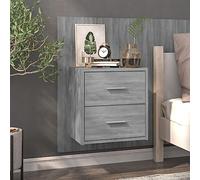 Sonoma Grey Wall Mounted Nightstand Floating Bedside Table with Storage Space Multifunctional Modern Design for Bedroom Living Room Easy to Clean Plywood 48.8x32.5x80cm