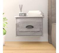 Sonoma Grey Wall Mounted Nightstand with Drawer 41.5x36x28cm Floating Bedside Table Modern Minimalist Storage Shelf for Bedroom Living Room