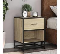 Sonoma Nightstand Set of 2, Engineered Wood Bedside Table with Drawer, Modern Oak Finish Storage End Table for Bedroom Living Room, 40x31x50 cm