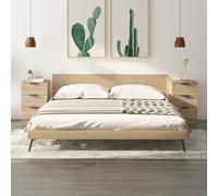 Sonoma Nightstand Set of 2, Oak Finish Modern Bedside Table with 3 Drawers, 40x36x65 cm Storage Cabinet for Bedroom, Sturdy Engineered Wood Construction, Wall Anchor Included