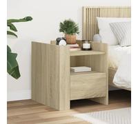 Sonoma Oak Engineered Wood Nightstand 45x50x50 cm with Drawer - Elegant Bedside Table for Bedroom Living Room Sturdy Moisture-Resistant Surface Easy to Clean Assemble - MAX Load 50kg