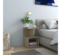 Sonoma Oak Nightstand 35x35x55 cm, Plywood Bedside Table with Open Storage, Elegant Modern Design for Bedroom & Living Room, Easy to Clean, Sturdy Surface for Decor