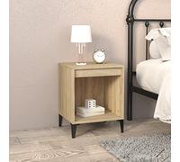 Sonoma Oak Nightstand 40x35x50 cm, Elegant Bedside Table with Storage Shelf, Modern Wooden End Table for Bedroom Living Room, Durable Plywood & Metal Construction