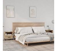 Sonoma Oak Nightstand Set of 2, Plywood Bedside Tables with Drawer and Open Shelf, Modern Night Stands for Bedroom, Sturdy and Waterproof, Easy to Clean, 40x35x47.5cm