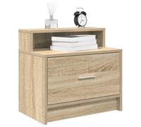 Sonoma Oak Nightstand Set of 2 with Drawer, 51x31x47 cm Bedside Table, Modern Bedroom Furniture, Sturdy Engineered Wood, Open Shelf Storage for Books & Essentials