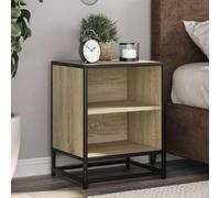 Sonoma Oak Nightstand with 2 Shelves, 40x31x50cm Engineered Wood & Metal Bedside Table, Elegant Bedroom Furniture with Spacious Storage, Sturdy Design for Lamp, Books, Alarm Clock