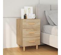 Sonoma Oak Nightstand with 3 Drawers, 40x40x66cm Engineered Wood Bedside Table, Modern Minimalist Nightstand for Bedroom, Sturdy & Moisture-Resistant, Easy to Clean, Wall Anchor Included