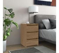 Sonoma Oak Nightstand with 3 Drawers - Plywood Bedside Table 40x35x62.5cm for Bedroom, Modern Storage Cabinet with Wall Mounting Kit, Easy to Clean and Assemble