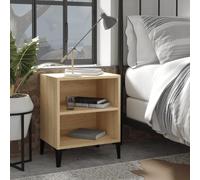 Sonoma Oak Nightstand with Metal Legs 40x30x50 cm Scandinavian Style Bedside Table 2 Shelves Storage Space Sturdy Modern Design for Bedroom Living Room