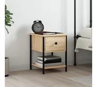 Sonoma Oak Nightstand with Storage Shelf - Engineered Wood Bedside Table 34x35.5x45 cm - Adjustable Legs, Sturdy Metal Frame, Modern Bedroom Furniture for Home Decor