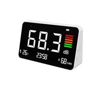 Sonometro, Medidor de Decibelios con Pantalla LCD, Reloj Detección de Temperatura y Medidor de Humedad, Medidor de Nivel de Sonido Digital de 30 a 130 dB para Casa, Escuela, Hospital