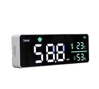 Sonómetro. Medidor de nivel de sonido for colgar en la pared, de 30 a 130 dBA, con pantalla LED grande y alarma automática.