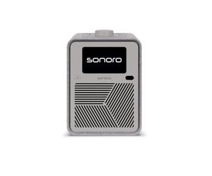 sonoro ATRON - Sistema estéreo compacto con AirPlay, Bluetooth LE Audio, DAB+/FM, radio por Internet, WiFi y control de aplicaciones, color gris perla y plata