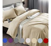 SONORO KATE Juego de sábanas de Microfibra súper Suave de 1800 Hilos, sábanas egipcias para colchones de 18 a 24 Pulgadas de Profundidad, Antiarrugas e hipoalergénicas (Beige, King)