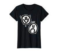 Sonríe Ahora Llora Despues Ángel Diablo Caras tristes Felices Camiseta gráfica económica, Mujer, Negro, S
