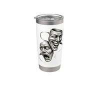 Sonríe Ahora Llora Más Tarde Feliz Máscaras de Teatro Triste Vaso térmico de acero inoxidable de doble pared