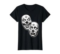 Sonríe Ahora llora más Tarde Máscaras de Teatro con Cara de Payaso Chicano Camiseta gráfica económica, Mujer, Negro, XS