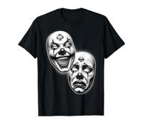Sonríe Ahora llora más Tarde Máscaras de Teatro con Cara de Payaso Chicano Camiseta gráfica económica, Hombre, Negro, L