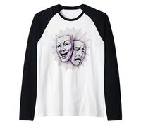 Sonríe Ahora llora más Tarde Máscaras de Teatro Telaraña Camiseta Manga Raglan