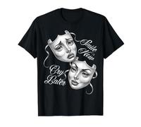 Sonríe Ahora llora más Tarde Máscaras del Teatro Chicana Camiseta gráfica económica, Hombre, Negro, M