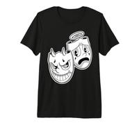 Sonríe Ahora Llorar Más Tarde Ángel Diablo Feliz Triste Vintage Cartoon Camiseta Premium
