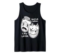 Sonríe Ahora Llorar Más Tarde Ángel Diablo Feliz Triste Vintage Cartoon Camiseta sin Mangas