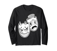 Sonríe Ahora Llorar Más Tarde Ángel Diablo Feliz Triste Vintage Cartoon Manga Larga