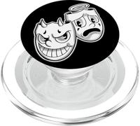 Sonríe Ahora Llorar Más Tarde Ángel Diablo Feliz Triste Vintage Cartoon PopSockets PopGrip para MagSafe