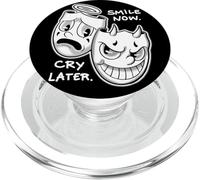 Sonríe Ahora Llorar Más Tarde Ángel Diablo Feliz Triste Vintage Cartoon PopSockets PopGrip para MagSafe
