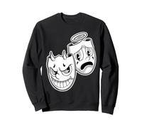 Sonríe Ahora Llorar Más Tarde Ángel Diablo Feliz Triste Vintage Cartoon Sudadera