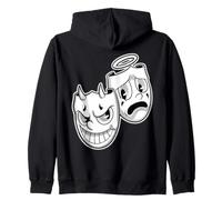 Sonríe Ahora Llorar Más Tarde Ángel Diablo Feliz Triste Vintage Cartoon Sudadera con Capucha