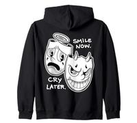 Sonríe Ahora Llorar Más Tarde Ángel Diablo Feliz Triste Vintage Cartoon Sudadera con Capucha