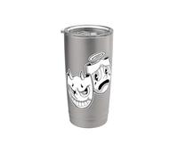 Sonríe Ahora Llorar Más Tarde Ángel Diablo Feliz Triste Vintage Cartoon Vaso térmico de acero inoxidable de doble pared