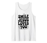 Sonríe, Jesús te ama, fe Cristiana, inspiradora Camiseta sin Mangas