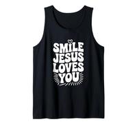 Sonríe, Jesús te ama, fe Cristiana, inspiradora Camiseta sin Mangas