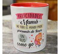 Sonrie | Taza Personalizada “Felicidades Mamá, no todo el mundo puede presumir de tener un hijo como yo | Cerámica Premium 33 cl | Regalo Original y Elegante para Mamá | Regalo Día de la Madre