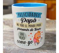 Sonrie | Taza Personalizada “Felicidades Papá, no todo el mundo puede presumir de tener un hijo como yo | Cerámica Premium 33 cl | Regalo Original y Elegante para Papá | Regalo Día del Padre