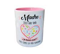 Sonrie | Taza Personalizada “Madre Solo Hay Una ¡Y Menos Mal! Pero Como La Mía Ninguna | Cerámica Premium 33 cl | Regalo Original y Elegante para Mamá | Regalo Día de la Madre