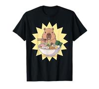 Sonriente Capibara Comiendo Ramen Kawaii Animal Camiseta